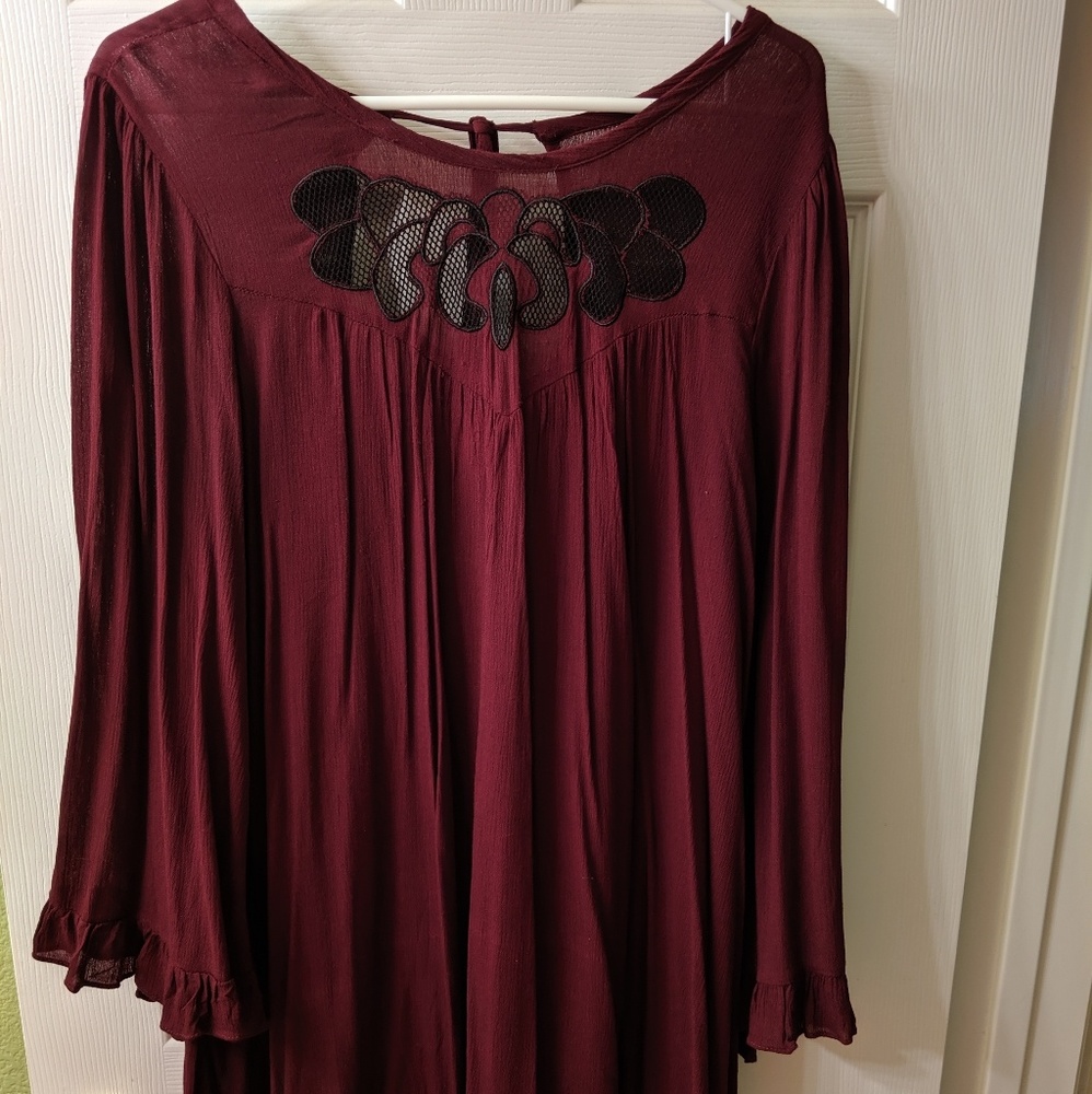 Wine colored midi dress